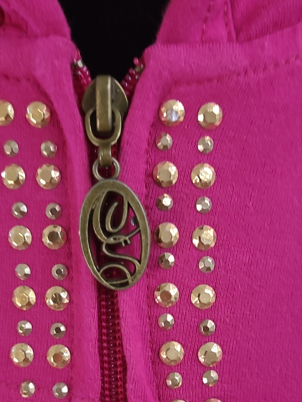 Oleg Cassini Sport Hot Pink Stud-Trim Hoodie Jacket Size Small - Picture 4 of 9